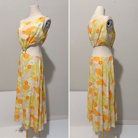 Charlie Holiday Clemence Cutout Floral Dress 4 Boho Retro Beachy Cottagecore Ret - Picture 5 of 13